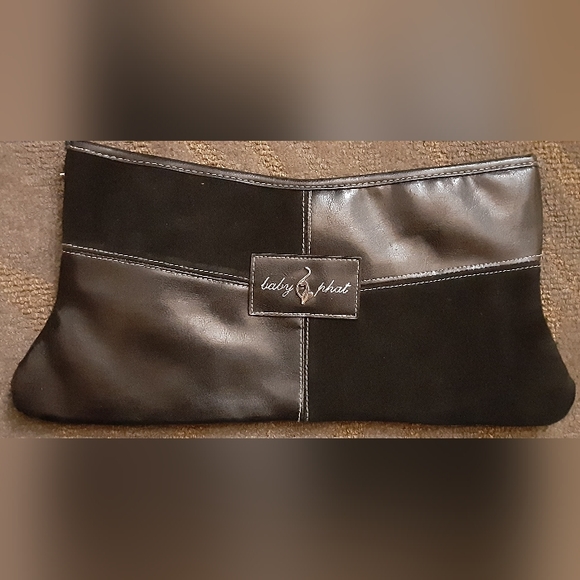 BabyPhat med/long thin suede/leather clutch with silver brand new never used - Picture 2 of 3